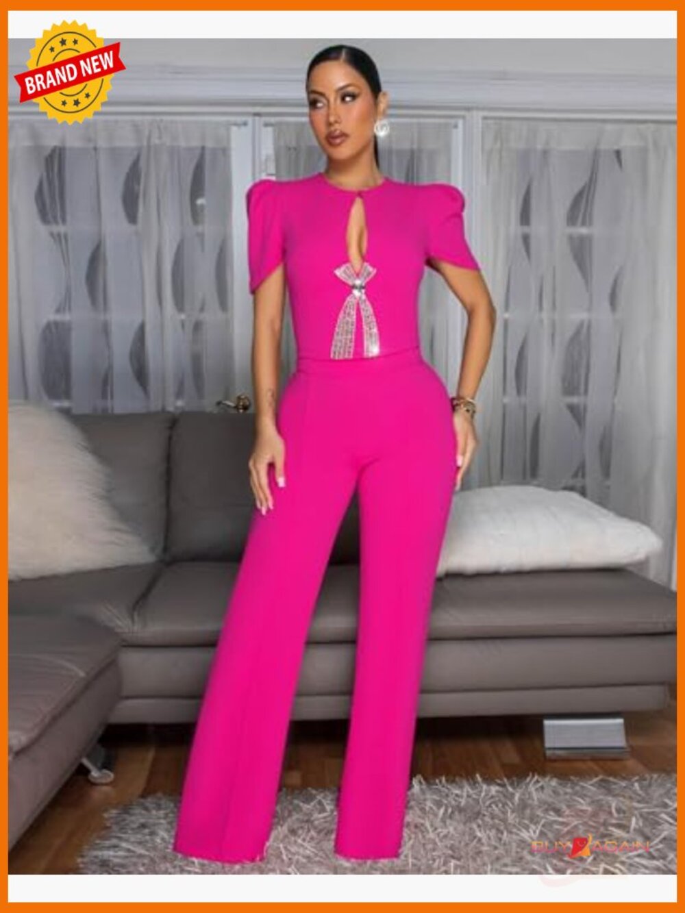 Elegant Jumpsuit with Wide Leg Pants Formal Party Wear - Picture 5 of 6